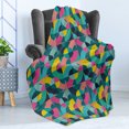thumbnail image 4 of Geometric Soft Flannel Fleece Throw Blanket, Patchwork Inspired Half Arc Shaped Colorful Curved Stripes in Grunge Style, Cozy Plush for Indoor and Outdoor Use, 50" x 70", Multicolor, by Ambesonne, 4 of 5