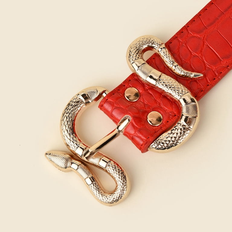 Red Snake Design Belt Snakeskin Belt | Red Snake Belt | Red Animal Print Belt  main image 4