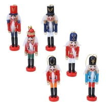 UPOUART Nutcracker Puppet Wooden Toy for Children Home Hanging Decor 6Pcs 4.72X1.45X0.90in