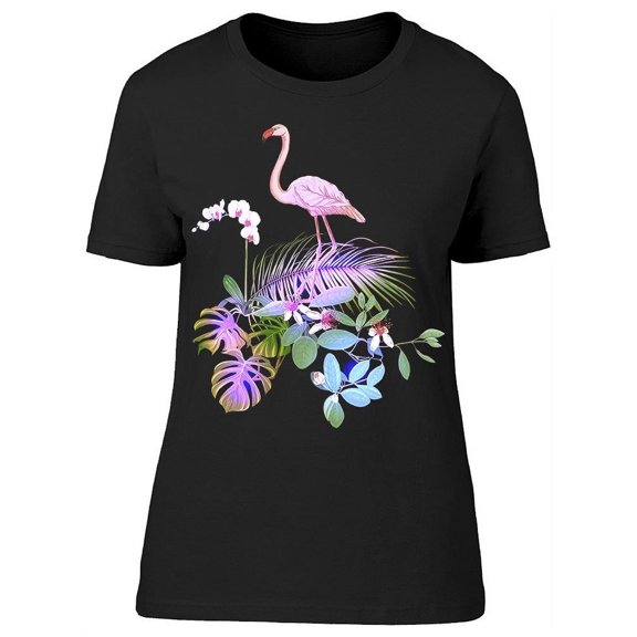 Palm Leaves Flamingo T-Shirt Women -Image by Shutterstock, Female 3X-Large