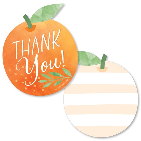 Big Dot of Happiness Little Cutie Clementine - Shaped Thank You Cards Orange Citrus Baby Shower or Birthday Party Thank You Note Cards with Envelopes 12 Ct
