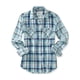 thumbnail image 1 of Aeropostale - Camisa con botones y mezcla de cuadros transparentes para mujer, azul, extragrande, 1 of 1