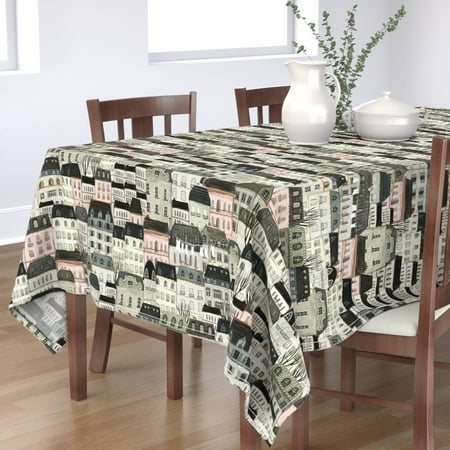 

Cotton Sateen Tablecloth 70 Square - Paris Cityscape Pastel City Gray Town Europe Travel France Print Custom Table Linens by Spoonflower