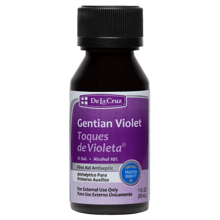 De La Cruz 1% Gentian Violet First Aid Antiseptic for cuts, scrapes and burns, 1 fl oz