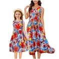 thumbnail image 5 of WRKEKC Dresses for Girls Flutter Sleeve Ombre Floral Print Pleated Fabric Waist Tie Swing Casual Summer Dress For Girls 3-10 Years, 5 of 5