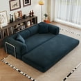 thumbnail image 3 of 78.8" Convertible Sleeper Sofa Bed, Corduroy Floor Couch Bed with Pull Out Bed, Loveseat Boneless Couch, Blue, 3 of 9