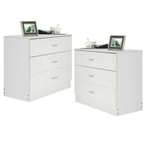 ZOPan Set Of 2 Bedroom Nightstand Storage 3 Drawers Chest Cabinet Bedside Furniture