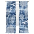 thumbnail image 7 of Navy Blue Coastal Sheer Curtains 108 Inch Length 2 Panels Set, Nautical Coral Starfish Shell Seahorse Ocean Voile Window Treatment Semi Sheer Long Curtains for Bedroom/Living Room/Kitchen 52"x108"x2, 7 of 7