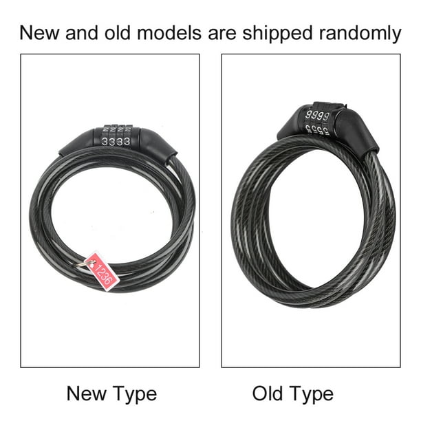 Candado de cable de acero para bicicleta seguridad antirrobo de 4 dígitos para exteriores