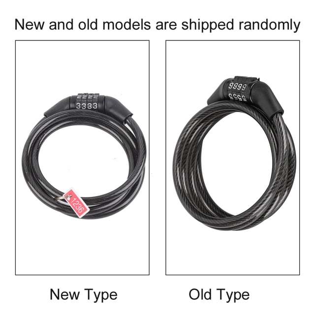 Candado de cable de acero para bicicleta seguridad antirrobo de 4 dígitos para exteriores