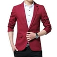 thumbnail image 3 of SWSMCLT Men's Sport Coat Slim Fit Button Warm Long Sleeve Blazer Jacket Fall Office Vintage Thin Sportcoat Burgundy 44, 3 of 4