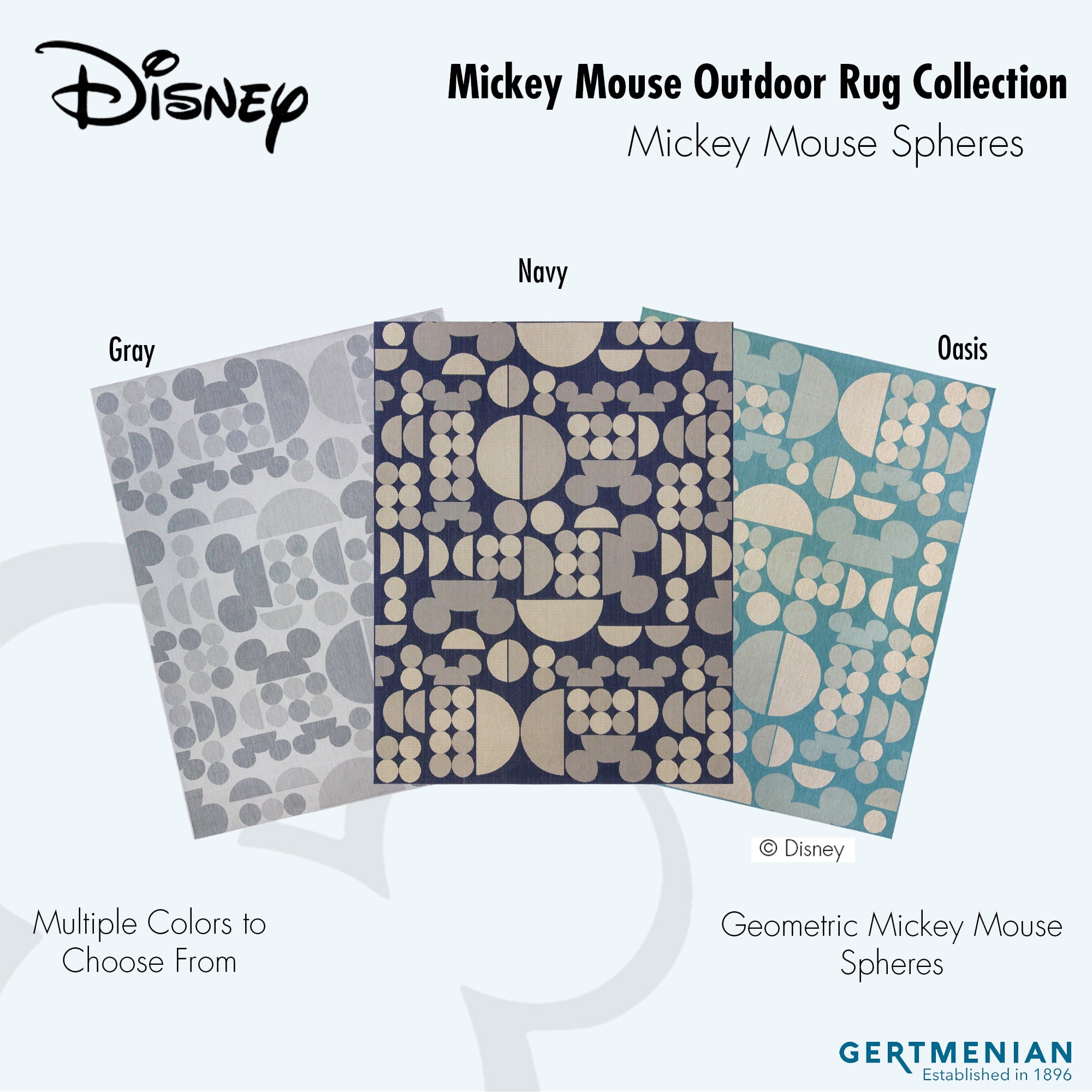 Disney Outdoor Mickey Mouse Spheres Modern Geometric Navy Area Rug, 9x13