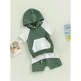 thumbnail image 3 of Bagilaanoe 2Pcs Toddler Baby Boy Short Pants Set Short Sleeve Hooded Sweatshirt Tops + Shorts 3M 6M 12M 18M 24M 3T Kids Casual Summer Outfits, 3 of 9