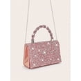 thumbnail image 6 of REMANLAND Women's Sparkling Textured Evening Handbag with Braided Top Handle, Pink, 6 of 7