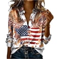 thumbnail image 2 of Wiyuqeen American Flag Shirts for Men Satin Button Down Shirts Lapel Collar Dress Shirt Plus Size 4th of July Patriotic Long Sleeve Blouses Multicolor L, 2 of 5