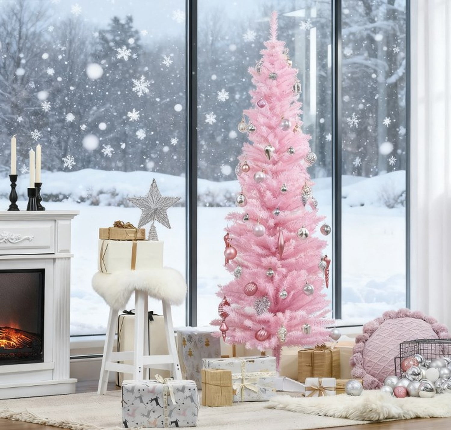 Pink Pencil Christmas Tree 6ft Artificial Plastic