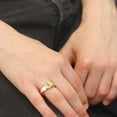 thumbnail image 4 of Gem Stone King 1.16 Ct Yellow Lemon Quartz White Created Sapphire 18K Rose Gold Plated Silver Men's Ring (Size 9), 4 of 6