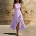 thumbnail image 6 of ClodeEU Women's Halter Sleeveless High Waist Asymmetrical Maxi Dress,Casual Flowy Ruffle Hem Party Dress Purple,Women's Plus XXL, 6 of 8
