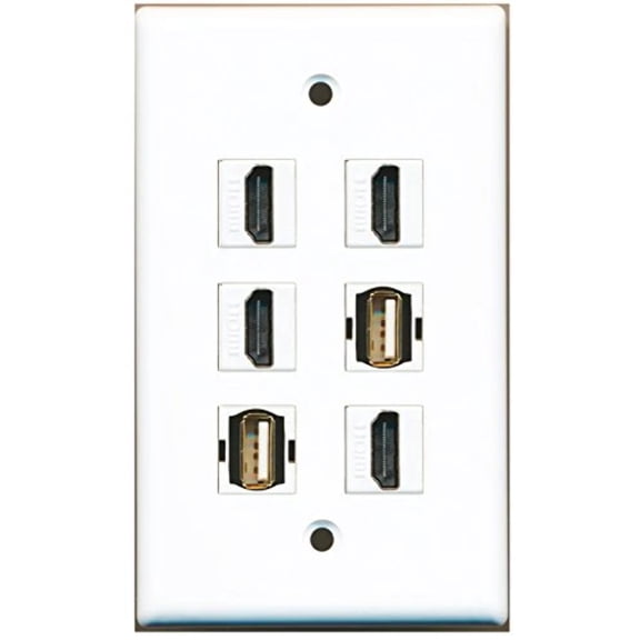 RiteAV - 4 HDMI 2 Port USB A-A Wall Plate