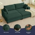 thumbnail image 4 of ZAFLY 85” Green Sectional Sofa with Chaise, Oversized Loveseat Deep Seat Couch, Corduroy Sleeper Sofa for Small Spaces/Apartment, 4 of 8