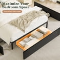 thumbnail image 6 of Amolife Full Bed Frame, Velvet Upholstered Storage Bed with 2 Shelves LED Wingback Headboard, 3 Drawers & USB Ports, Black, 6 of 11