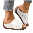 thumbnail image 1 of Women's Hollow Out Wedge Mules Comfortable Platform Sandals Slip On Open Toe Clogs Lightweight Non Slip Beach Slides White Size 9, 1 of 8