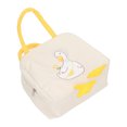 thumbnail image 4 of Bolsa de almuerzo patrón de pato de dibujos animados cierre de cremallera impermeable mango resistente contenedor de almuerzo de comida color crema, 4 of 5