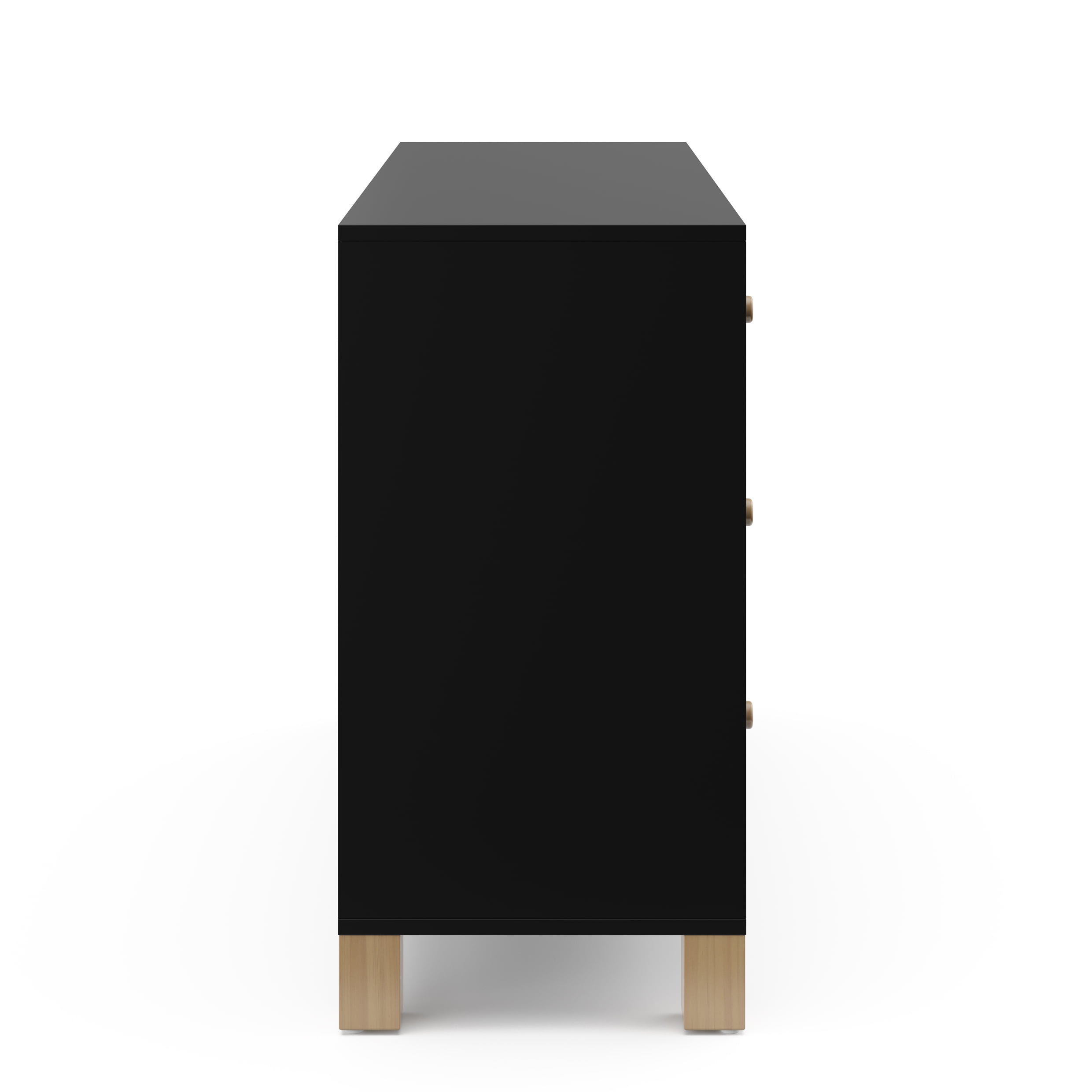 Storkcraft California 6 Drawer Nursery Wood Double Dresser, Black with Driftwood