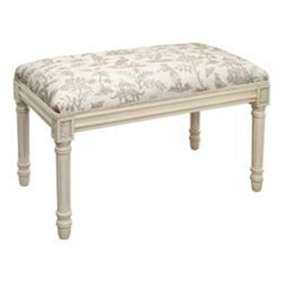 123 Creations WBC130XXLT Taupe Cathay Upholstered Wooden Bench, Antique White