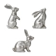 thumbnail image 2 of 3-Piece Easter Bunny Resin Figurines – Spring Bunny Statue Set for Home Decor – Silver Decorative Rabbits for Tabletop, Shelf, or Tiered Tray – Easter Gift, 2 of 6