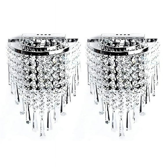 2X Modern Crystal Wall Lamp Chrome Sconce Wall Light for Living Room Bathroom Home Indoor Lighting Decoration