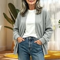 thumbnail image 2 of Edvintorg Coats for Women Fleece Long Sleeve Open Front Loose Casual Jacket with Pockets Clothes for Women S-2XL Gray, 2 of 5