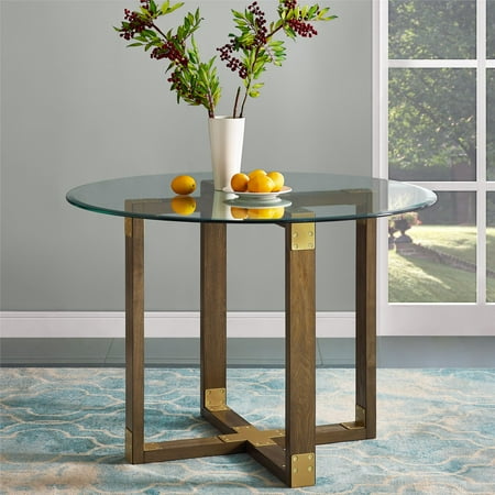 Dorel Living Bronx Gl Top Dining Table Rustic Oak Dorel Living Bronx Gl Top Dining Table Rustic Oak