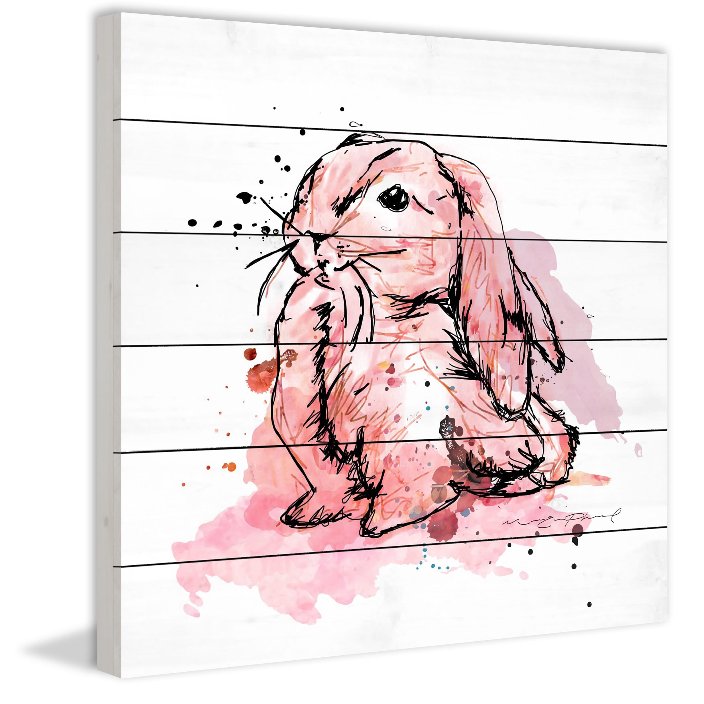 Marmont Hill "Lapin Corail" by Marie-Eve Pharand Painting Print on White Wood