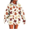 thumbnail image 2 of Sweatshirts for Women Hooded Maple Leaves Printed Long Sleeve Round-Neck Sweatshirts,Sweatshirts for Women White, 2 of 5