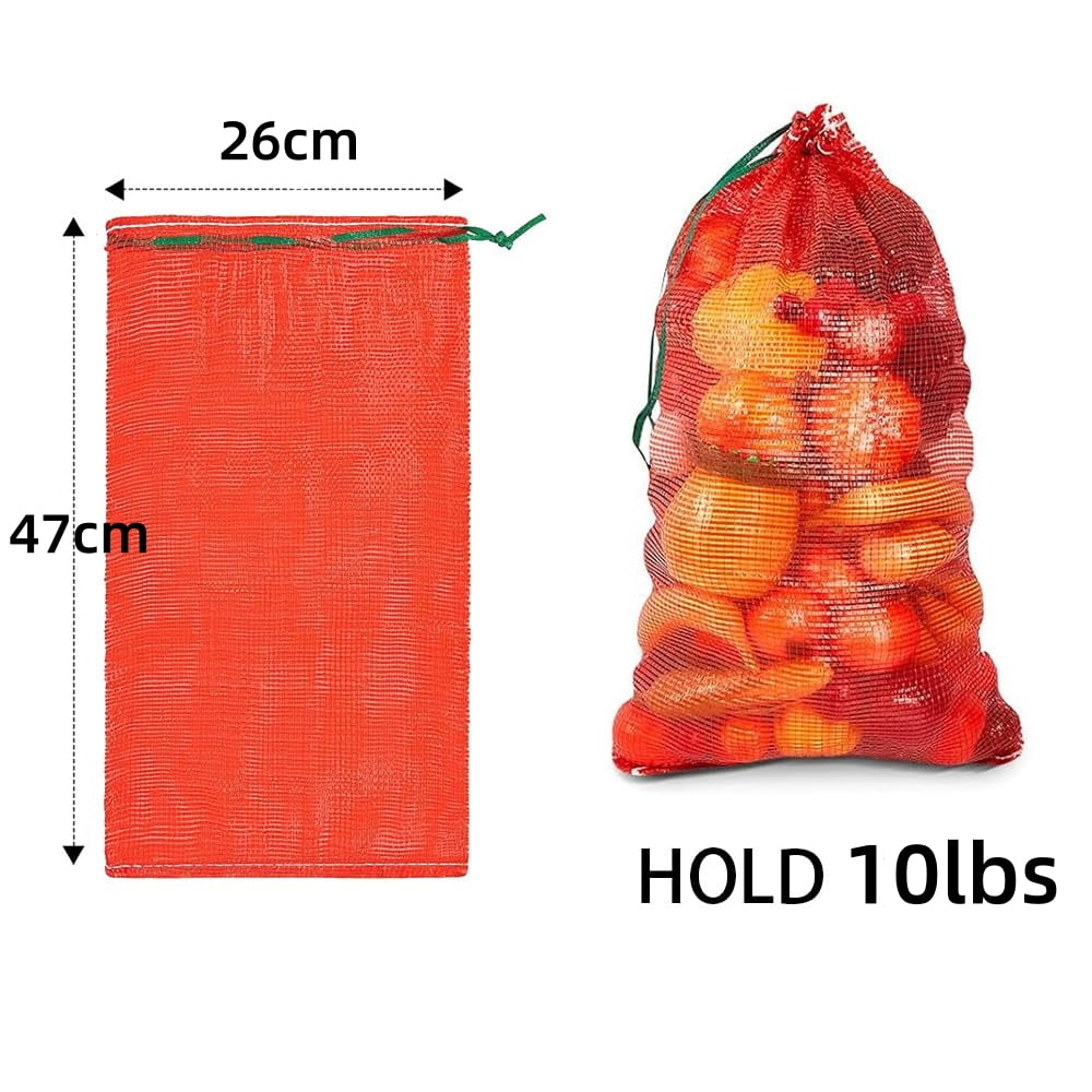 MODANU 50 Pcs Onion Bags, 11 x 18 inch Mesh Produce Bags, Fresh Bag for Onion Vegetables Potato, Red