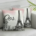 thumbnail image 2 of Shangniulu Eiffel Tower England Throw Pillow Cover Set of 2 Cases Pink Paris Romantic Art Painting Outdoor Decor Pillowcase Home Square Pillow Slip, 2 of 6