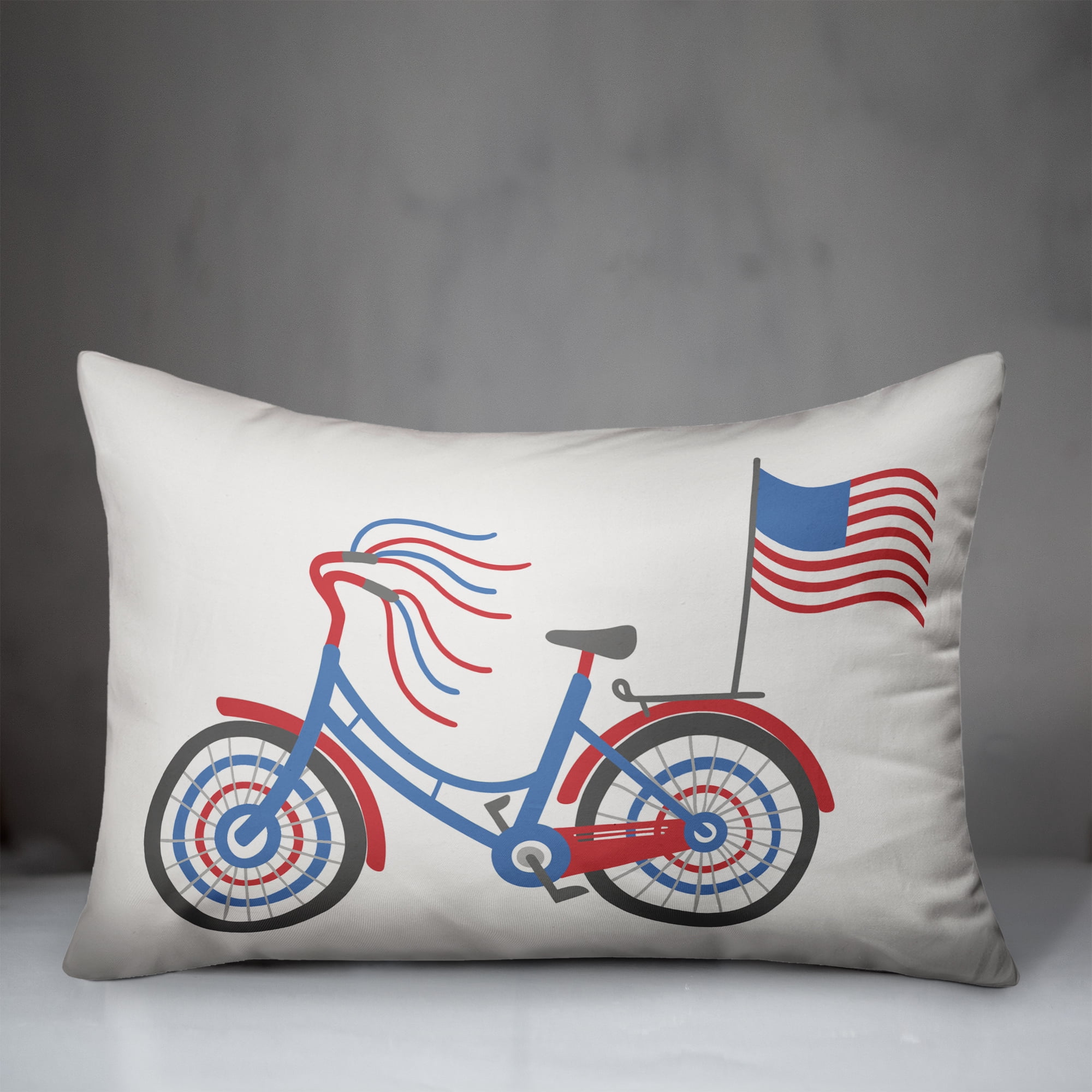 Creative Products Patriotic Parade Bike 14 x 20 Indoor / Outdoor Pillow