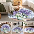 thumbnail image 5 of Round Area Rug 6 Ft, Purple Lavender Washable Non-Slip Circle Carpet for Living Room/Bedroom, Spring Daisy Butterfly Plants Watercolor Blue Low-Profile Indoor Mats Collection Rugs for Residential, 5 of 7