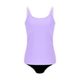 thumbnail image 4 of UTSJKR 2 Piece Swimsuits for Women Tummy Bathing Suit Top with Bikini Shorts Control Front Cross Bathing Suits Swimsuits Purple S, 4 of 6
