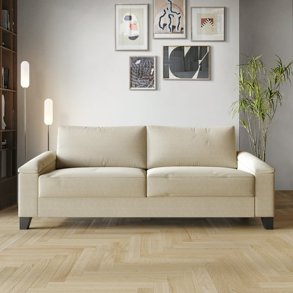 Castle Place Elegance Linen Upholstered Sofa, Beige