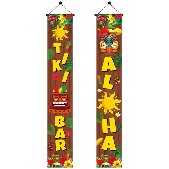 Wiywef Hawaiian Party Door Banner Decoration Supplies, Door Banner Sign For Beach Aloha Party Birthday Carnival Backdrop