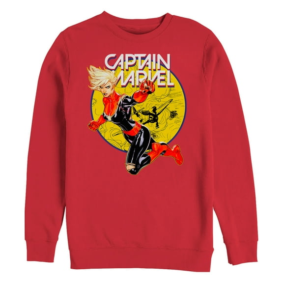 Men's Marvel Captain Marvel Vintage Ring  Sweatshirt Red 2X Large