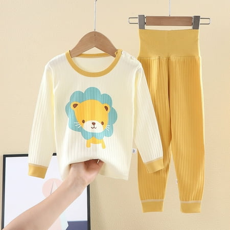 

Hbdhejl Outfit Set For Girls Boys Toddler Baby Soft Pajamas Cartoon Prints Hight Waist Long Sleeve Kid Sleepwear Sets Yellow 3-6 Months