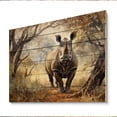 thumbnail image 2 of Designart "Untamed Rhinoceros II" Animals Print on Natural Pine Wood, 2 of 5