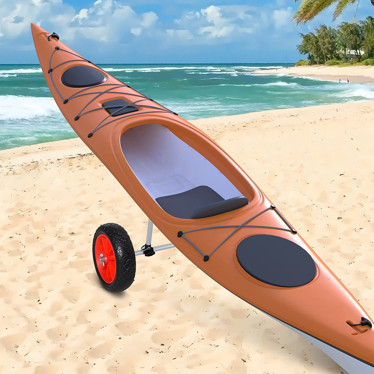 Neatifyes Kayak Cart, Trolley Trailer Kayak Wheels with Strong Aluminum Frame, Adjustable Width Crossbar, & Large Tires