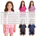 thumbnail image 4 of eczipvz Girls Pajamas Satin Pajama Set Silk Pjs Short Sleeve Sleepwear Loungewear Clothes Set Hot Pink 12-13 Years, 4 of 7