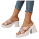 thumbnail image 3 of Bmisegm Women's High Heels Casual Slippers Women Wear Thick Soled Solid Color Slip on Shoes Womens Sandals Summer Rose Gold 7, 3 of 6