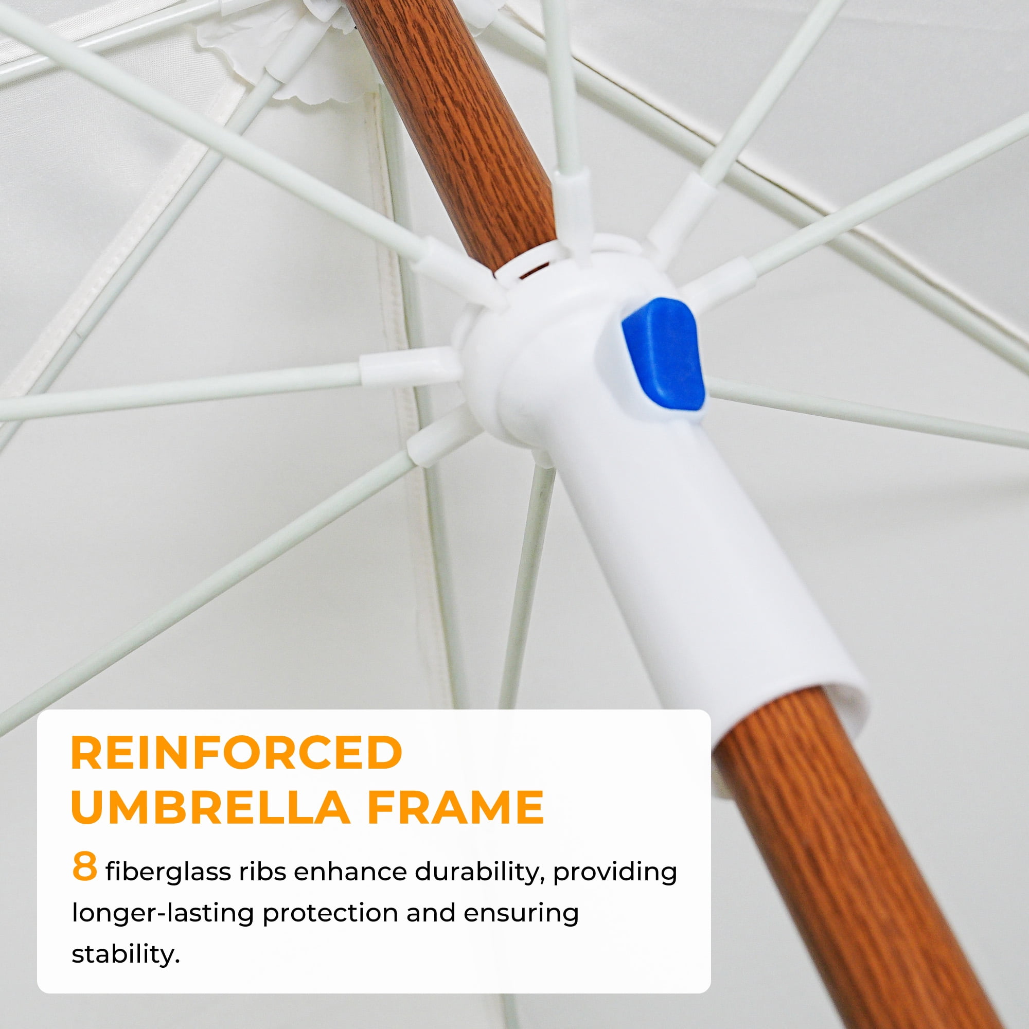 HOMEDEMO Boho Patio Umbrella with Fringe & Tassel - UPF50+ Sun Protection, Push Button Tilt, Premium Aluminum Pole & Fiberglass Ribs, Outdoor Market Umbrella with Hanging Hook