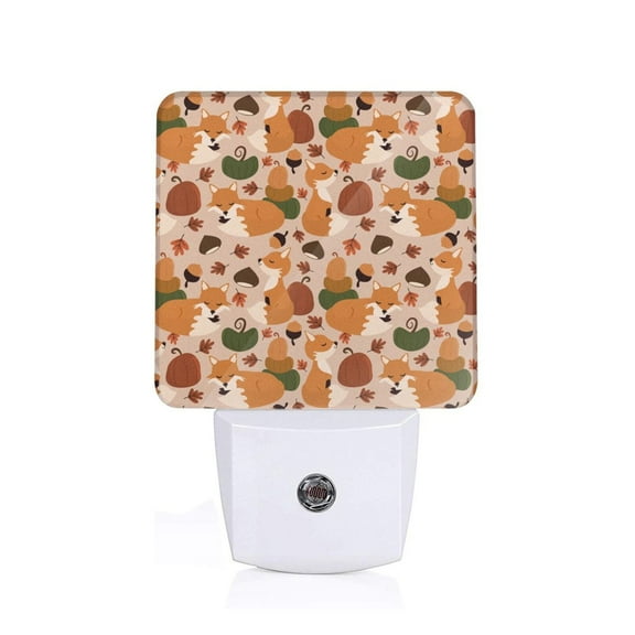 Xecao Autumn Fox Pumpkin Lazy for Night Light - a Wall-mounted LED Fixture with A Dusk-to-dawn Sensor, Ideal for Bedrooms, Bathrooms, Hallways, and Kitchens-US